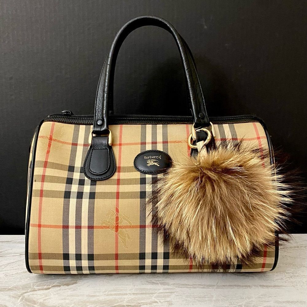BURBERRYS Nova Check Canvas Leather Handbag 